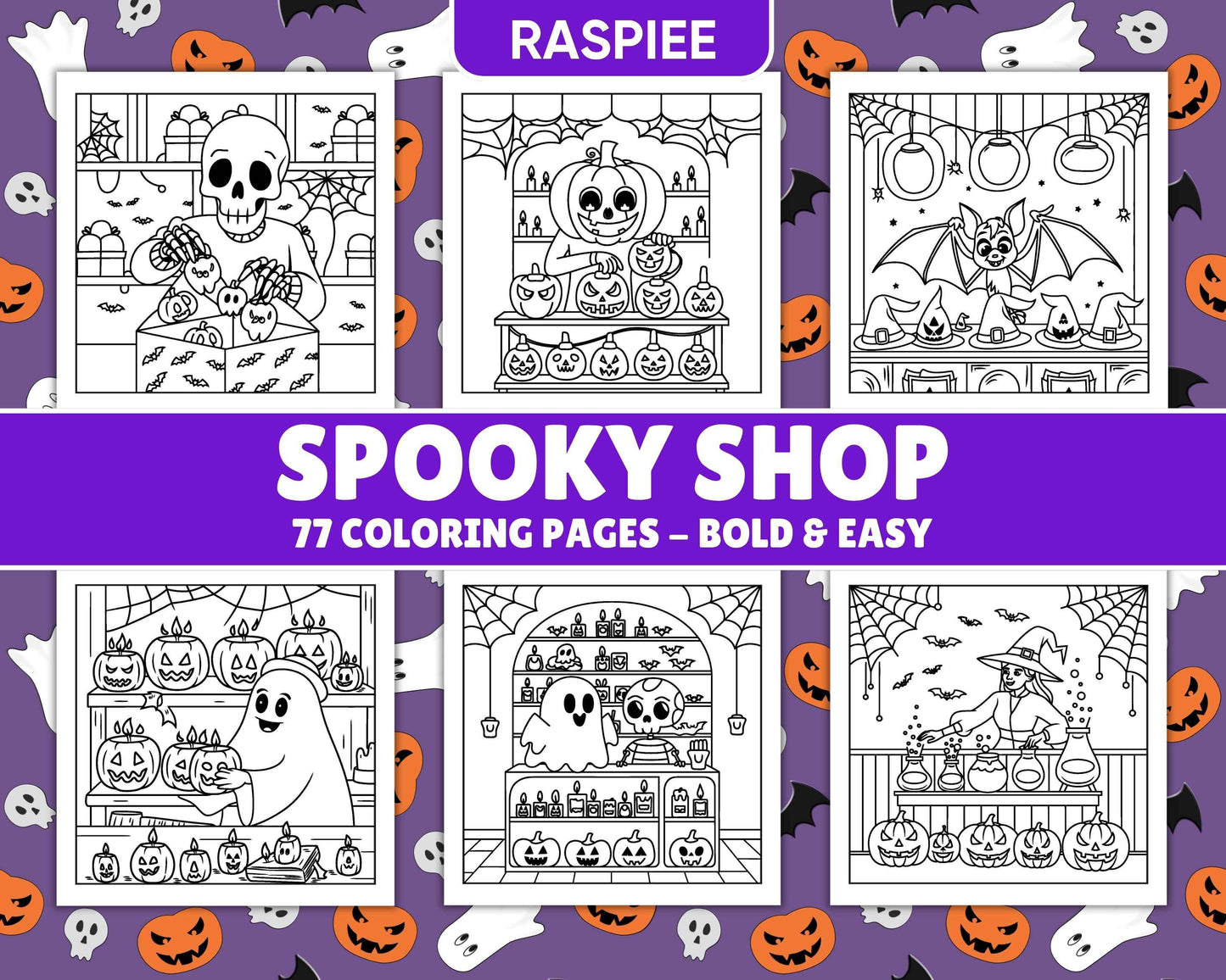 77 Bold and Easy Spooky Shop Coloring Pages Printable PDF Instant Download