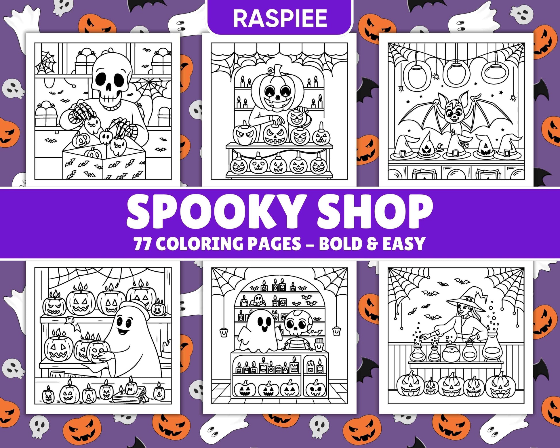 77 Bold and Easy Spooky Shop Coloring Pages Printable PDF Instant Download