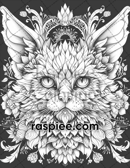 87 Spirit Animals Grayscale Adult Coloring Pages Printable PDF Instant Download
