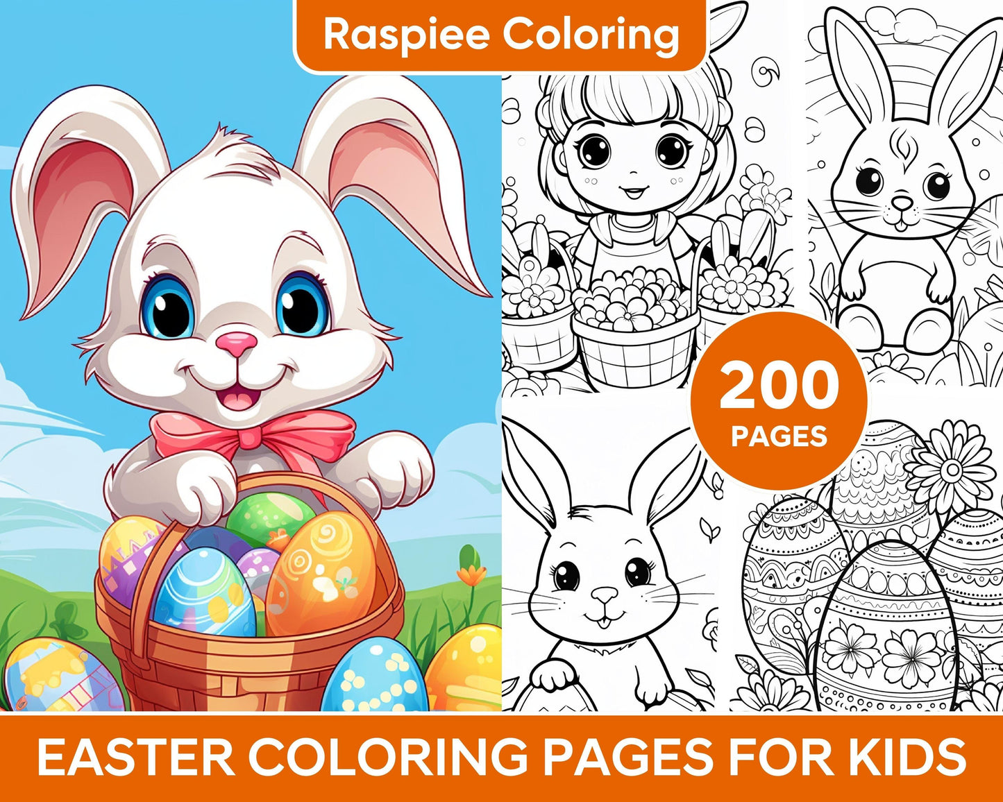 200 Easter Coloring Pages for Kids, Preschool Printable Activities, Instant Download