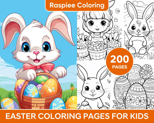 200 Easter Coloring Pages for Kids, Preschool Printable Activities, Instant Download