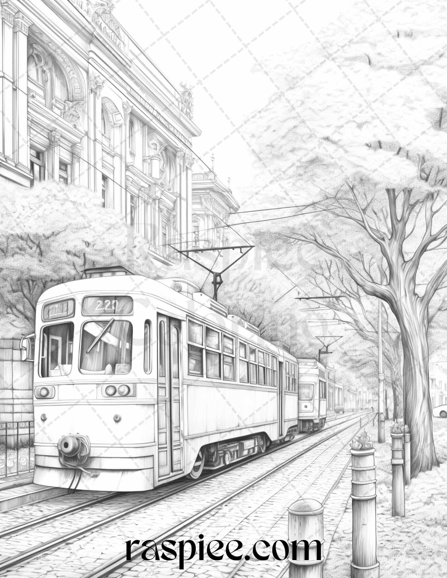 Autumn Scenery Grayscale Coloring Pages Printable for Adults, PDF File Instant Download