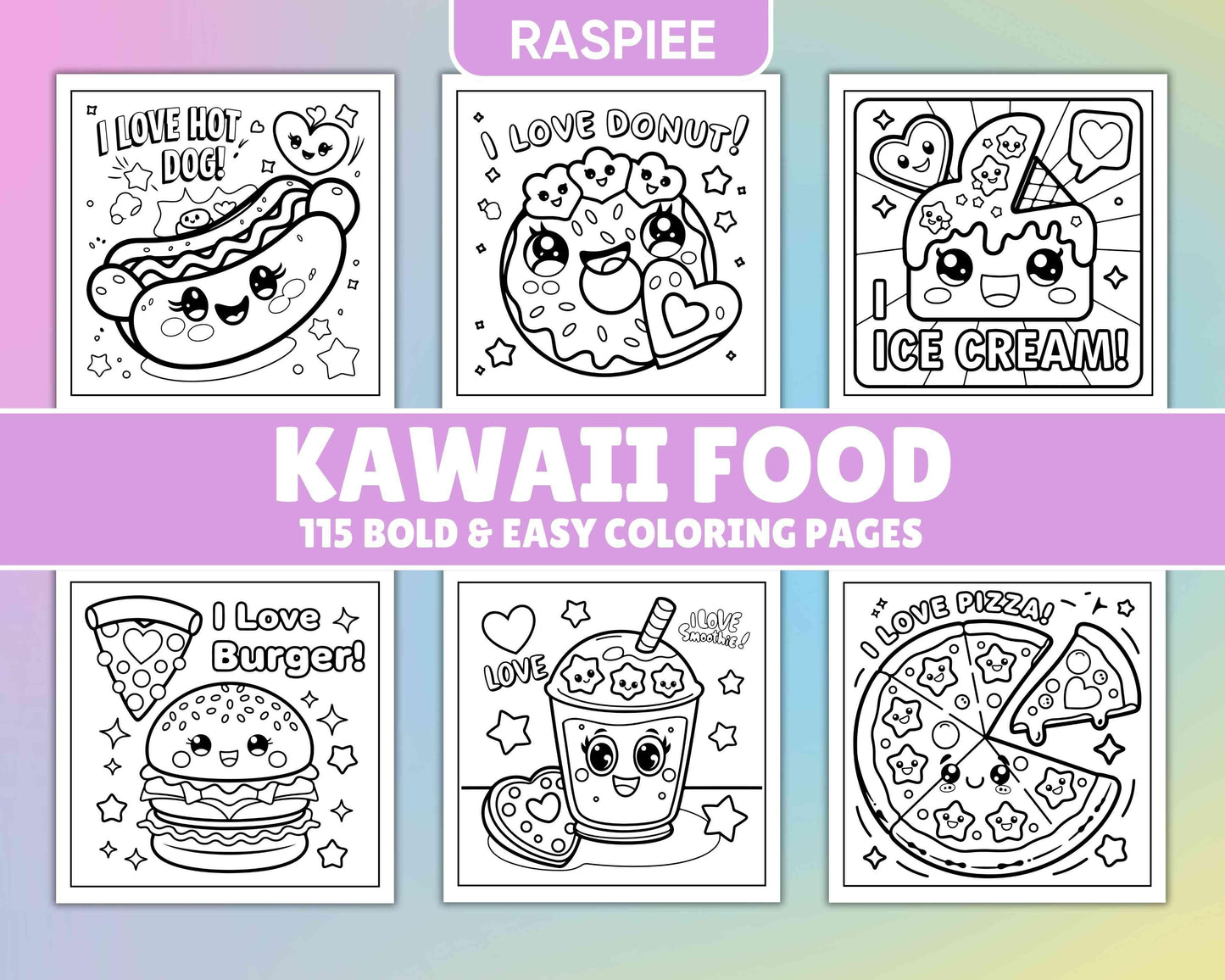 115 Bold and Easy Kawaii Food Coloring Pages