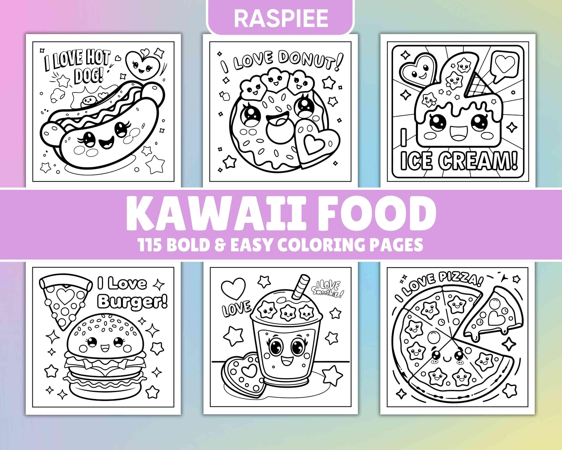 115 Bold and Easy Kawaii Food Coloring Pages