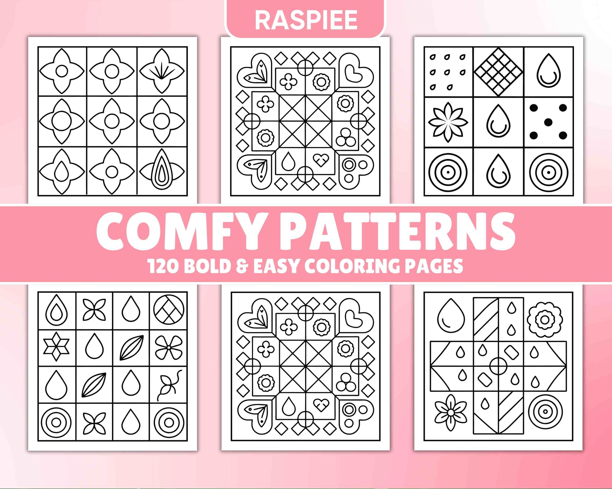 120 Bold and Easy Comfy Patterns Coloring Pages