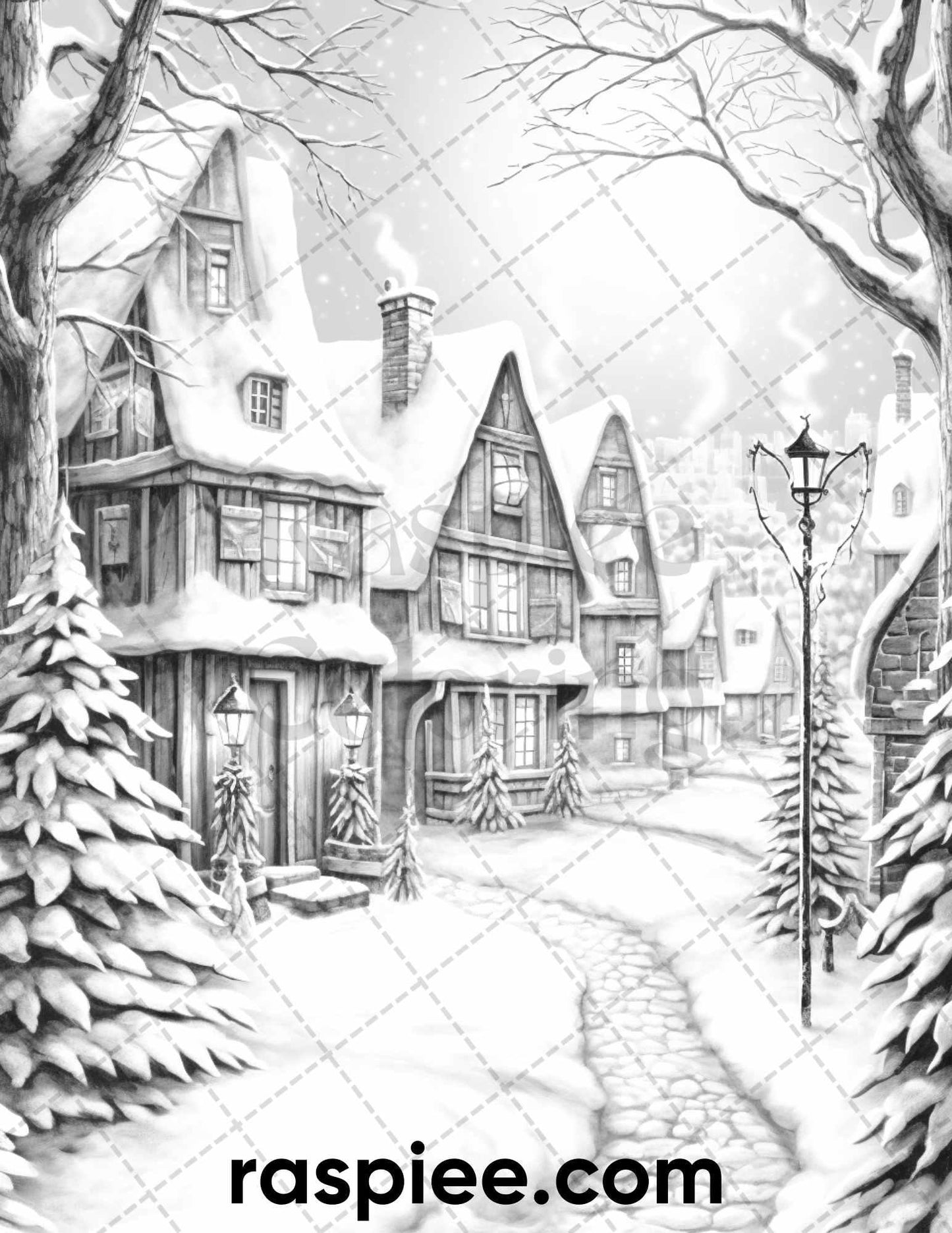 60 Merry Christmas Grayscale Coloring Pages Printable for Adult, Holiday Relaxation Art, PDF File Instant Download