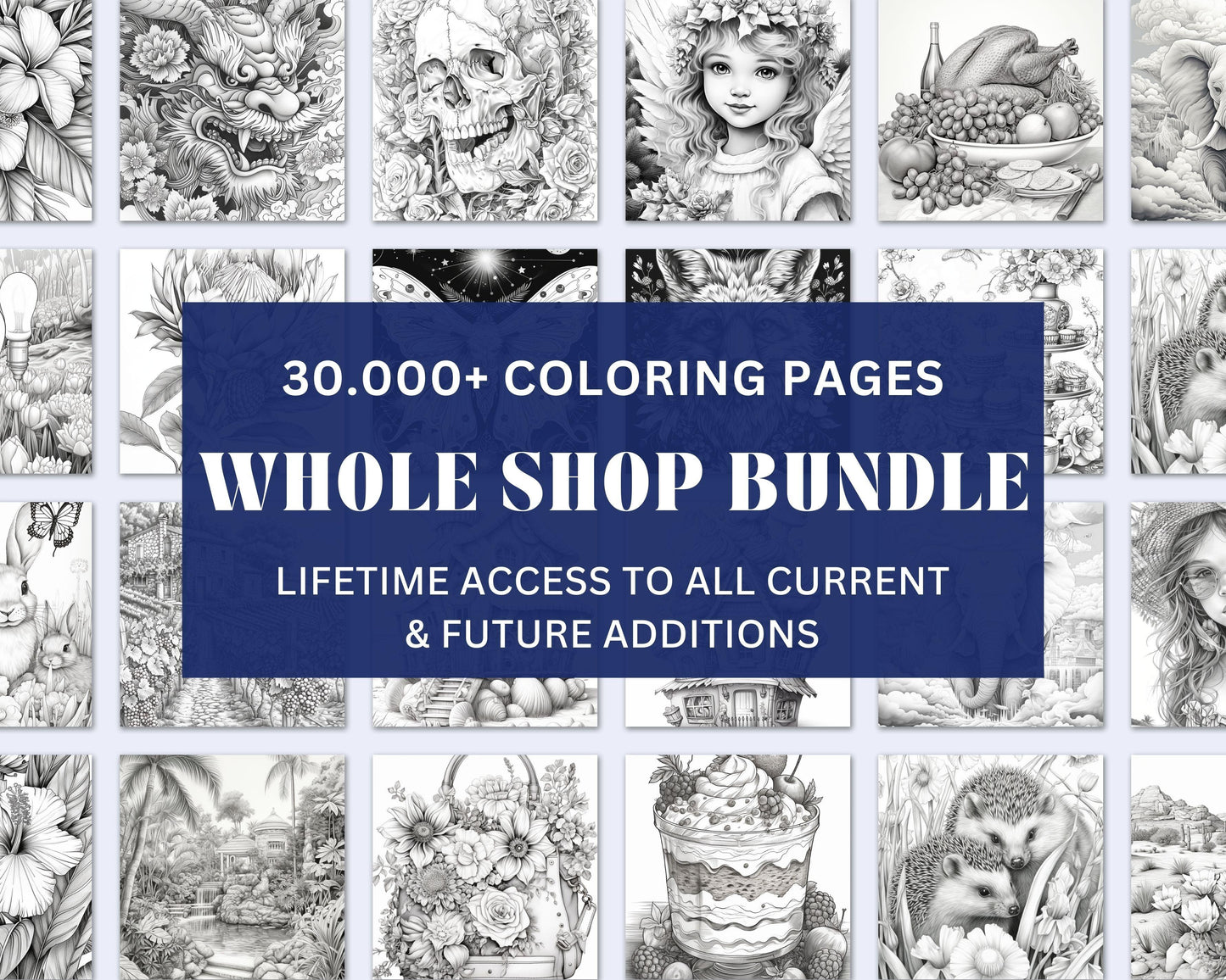 Adult Coloring Pages Entire Whole Shop Bundle Over 30,000+ Designs Lifetime Access