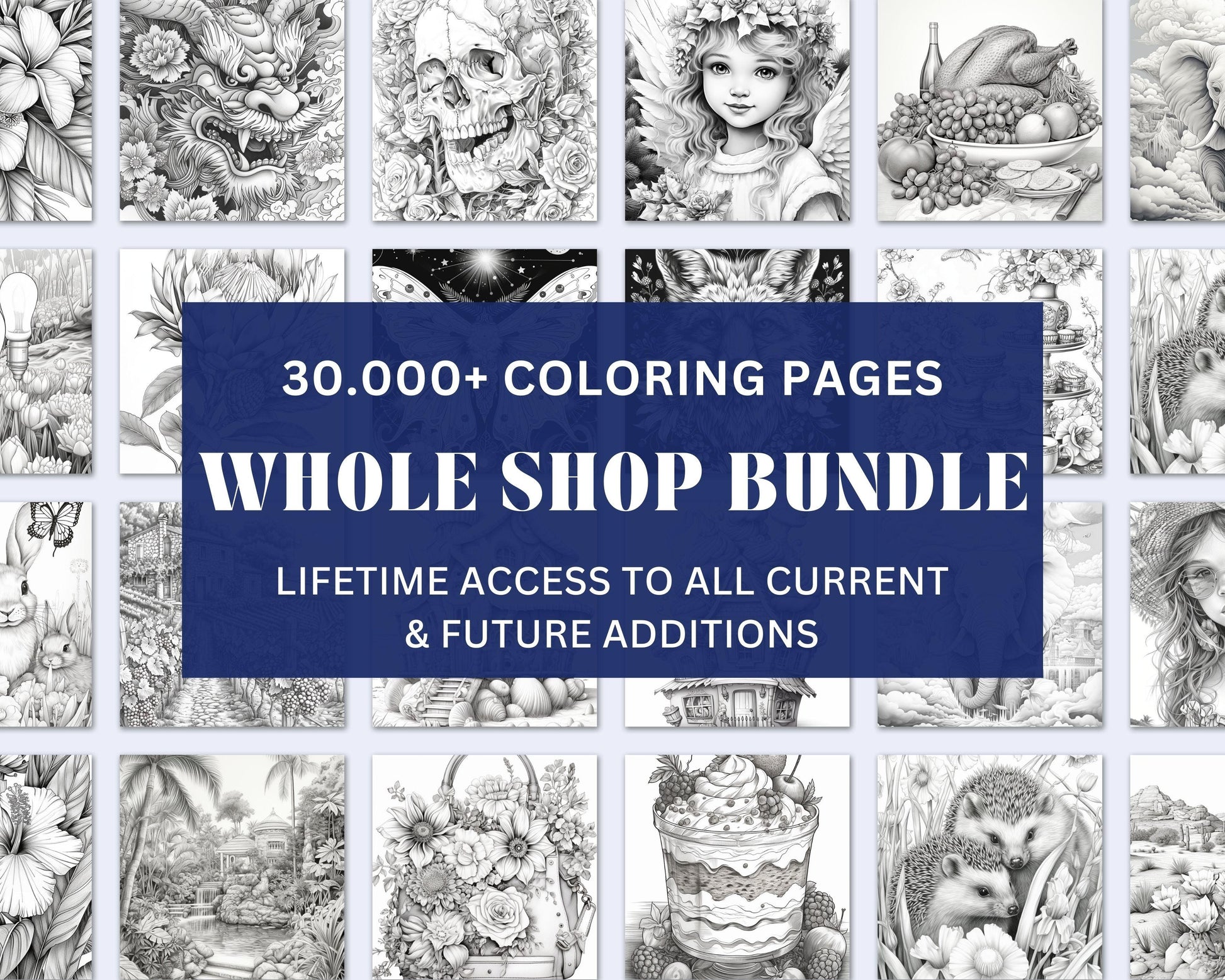 Adult Coloring Pages Entire Whole Shop Bundle Over 30,000+ Designs Lifetime Access