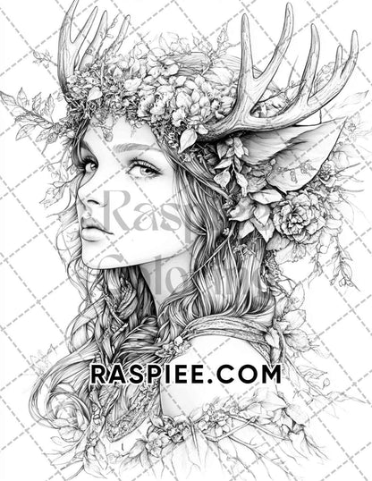 Enchanted Witches Adult Coloring Pages Printable PDF Instant Download