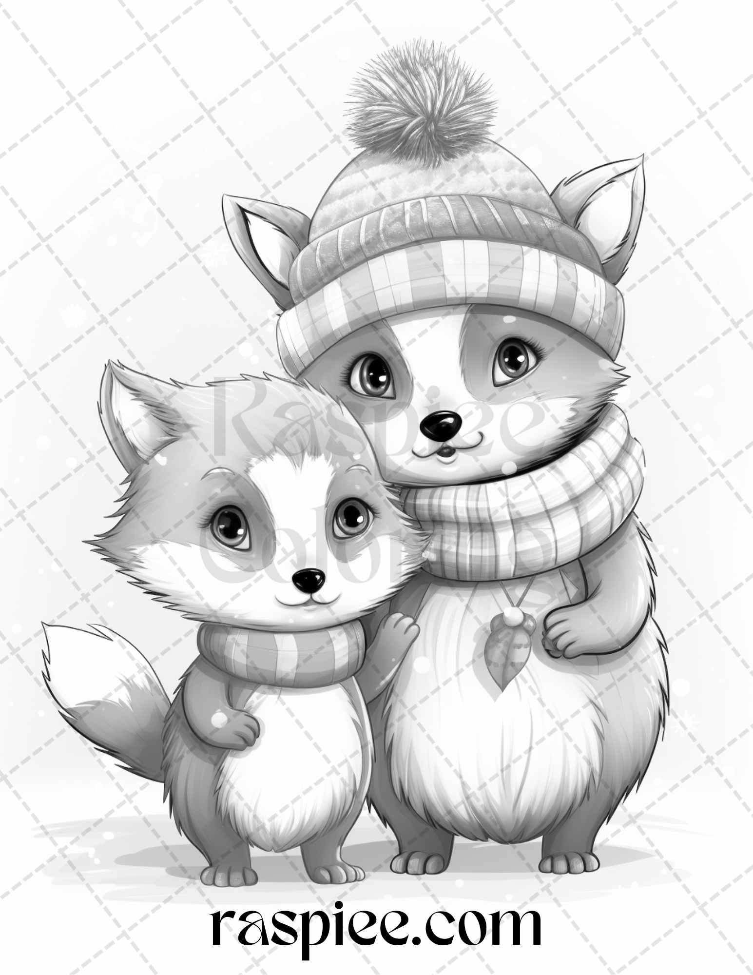70 Christmas Critters Grayscale Coloring Pages Printable for Adults and Kids, PDF File Instant Download