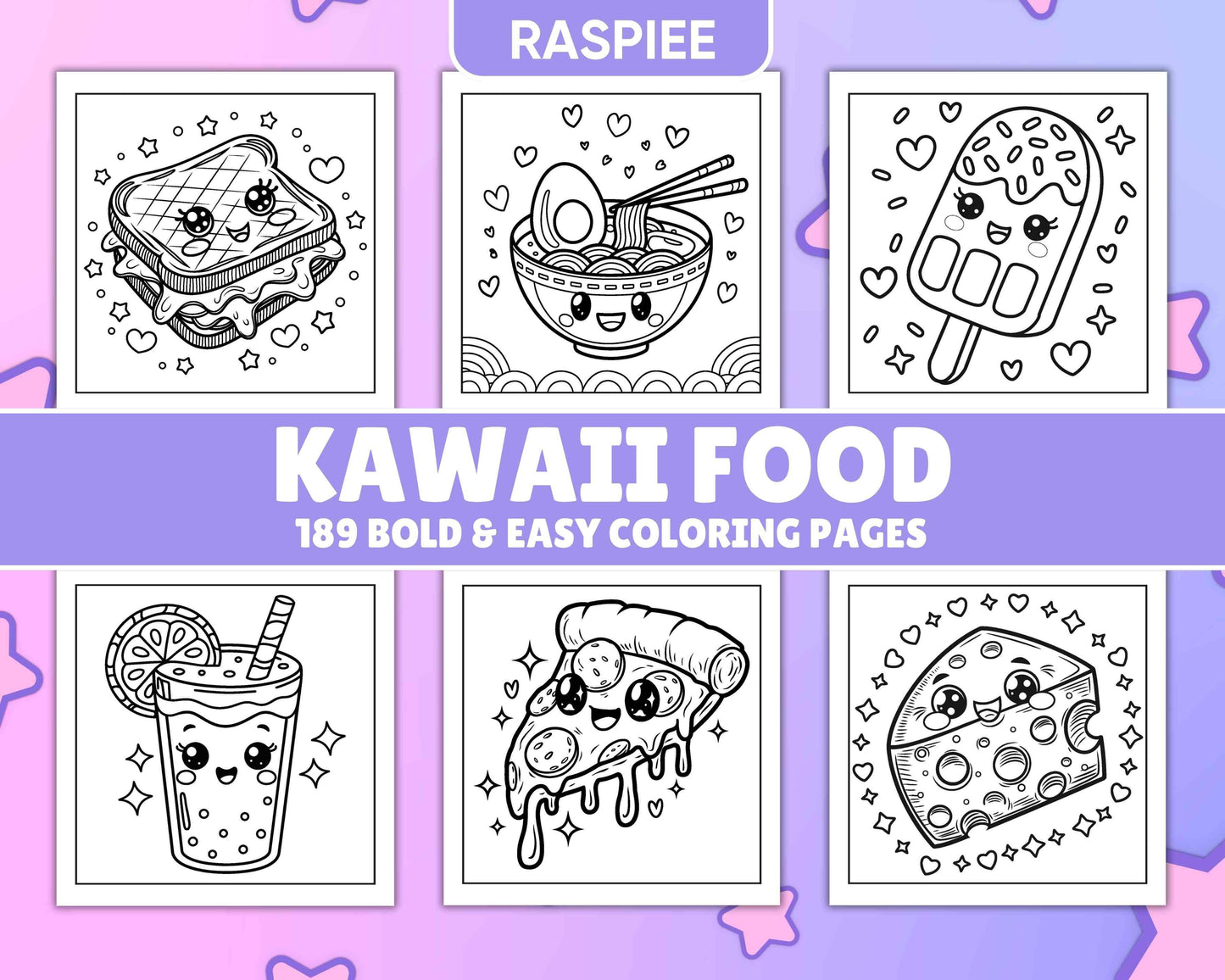 189 Bold and Easy Kawaii Food Coloring Pages