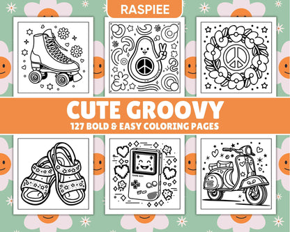 127 Bold and Easy Cute Groovy Coloring Pages