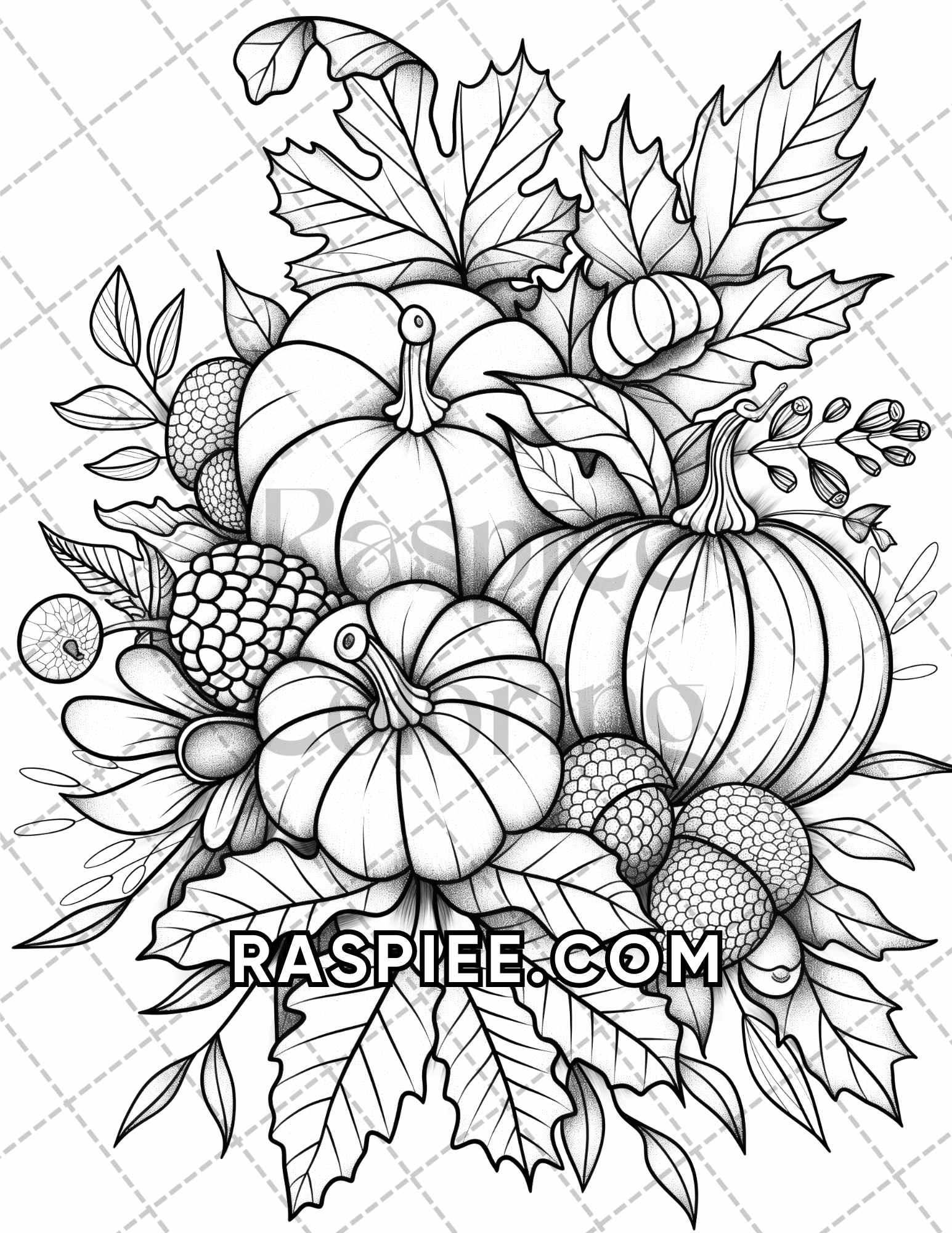 60 Relaxing Autumn Grayscale Adult Coloring Pages Printable PDF Instant Download