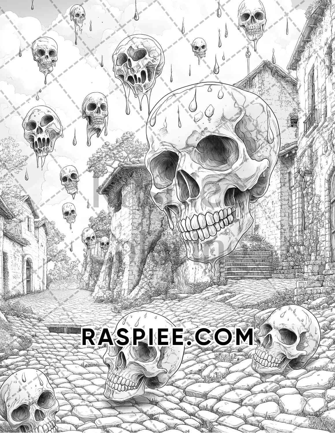 Halloween Surreal Adult Coloring Pages Printable PDF Instant Download