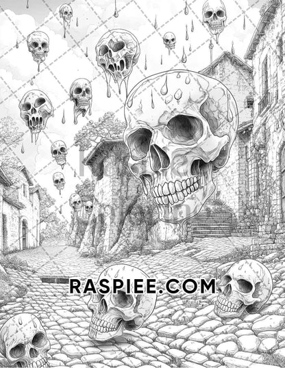 Halloween Surreal Adult Coloring Pages Printable PDF Instant Download
