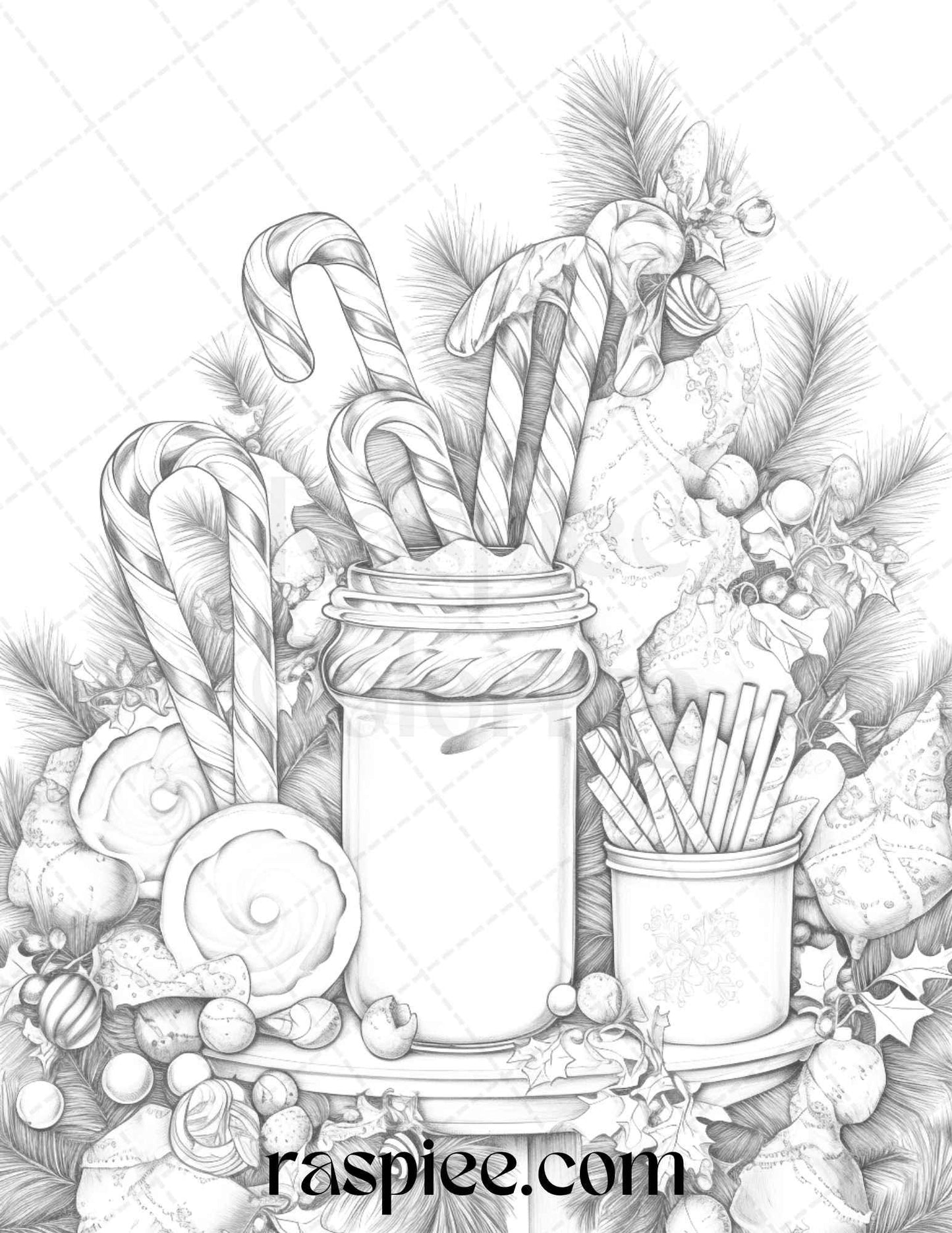 90 Merry Christmas Grayscale Coloring Pages Printable for Adults, PDF File Instant Download