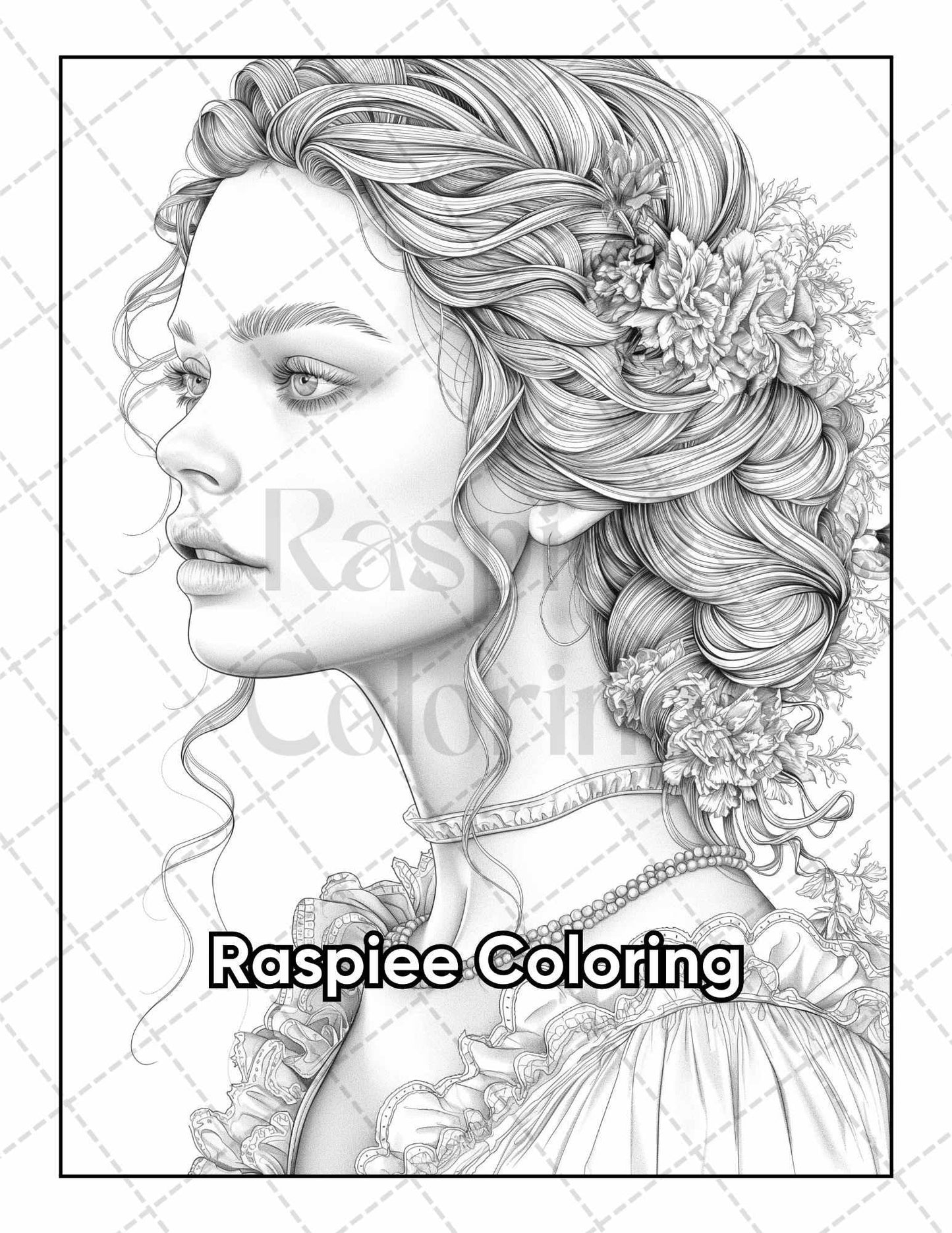50 Victorian Portrait Adult Coloring Pages Printable PDF Instant Download