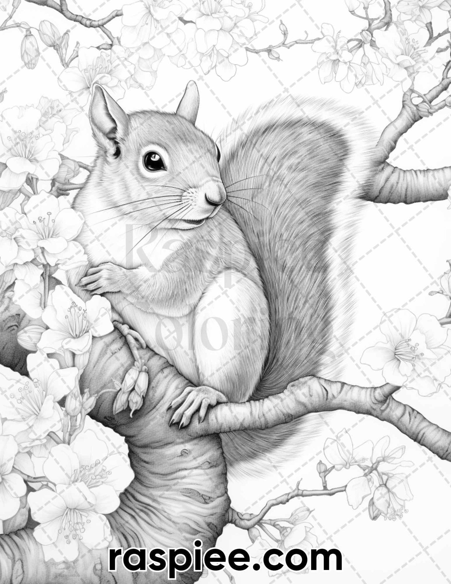 55 Enchanting Spring Animals Grayscale Adult Coloring Pages, Printable PDF Instant Download