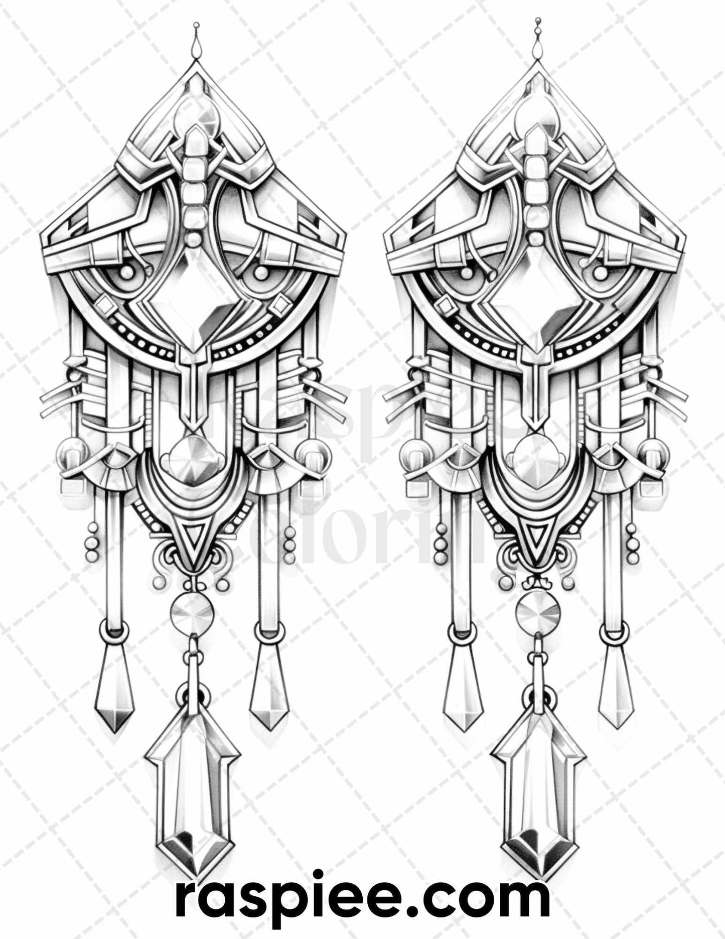 75 Exquisite Jewelry Collection Grayscale Coloring Pages for Adults, Printable PDF Instant Download