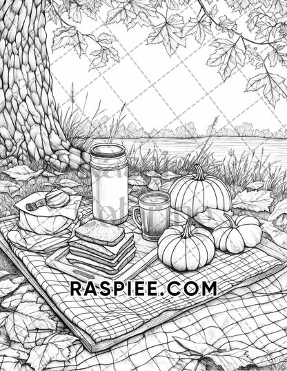 Autumn Charm Adult Coloring Pages Printable PDF Instant Download