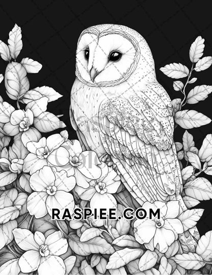 Flowers and Birds Adult Coloring Pages Printable PDF Instant Download