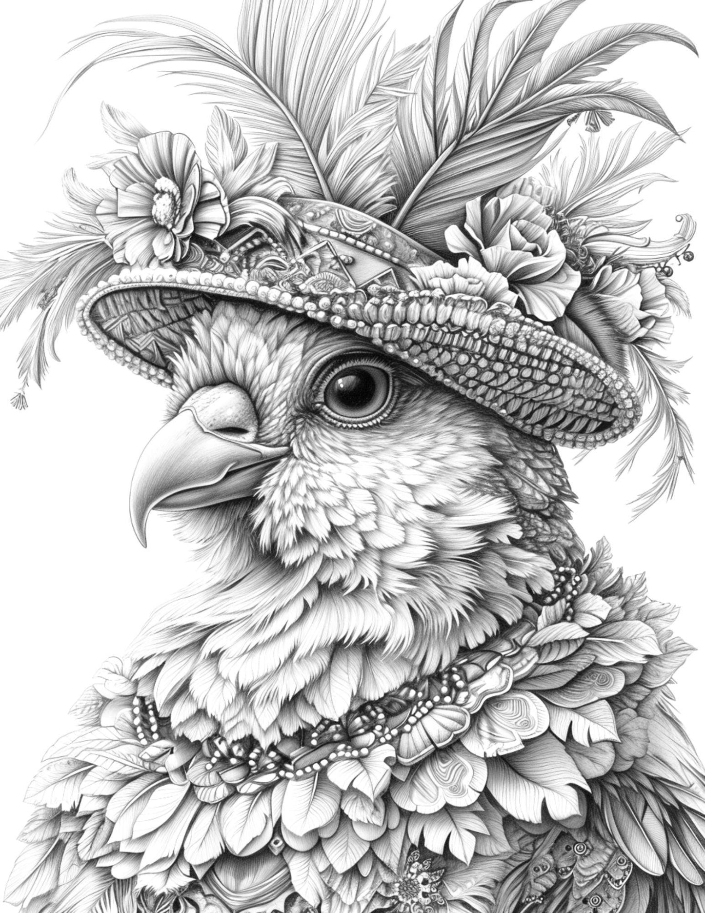 Free Spring Time Grayscale Adult Coloring Pages, Printable PDF Instant Download