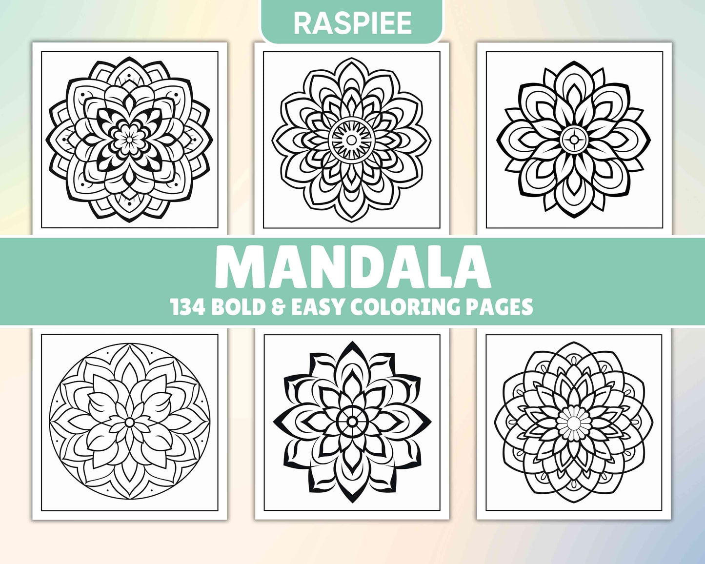 134 Bold and Easy Mandala Coloring Pages
