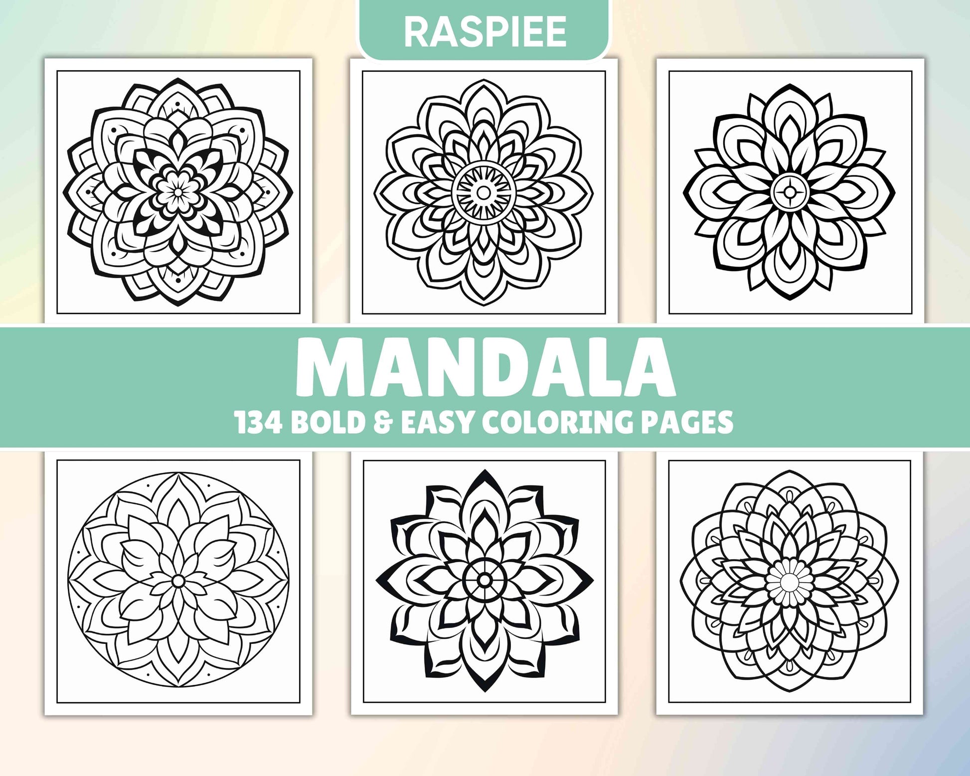 134 Bold and Easy Mandala Coloring Pages