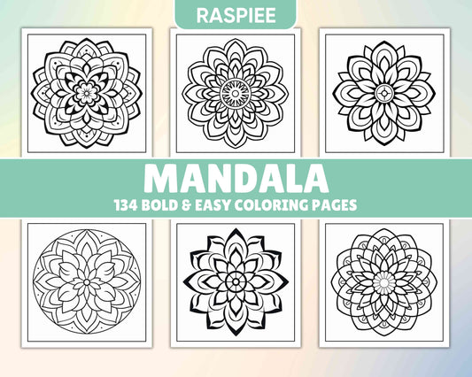 134 Bold and Easy Mandala Coloring Pages