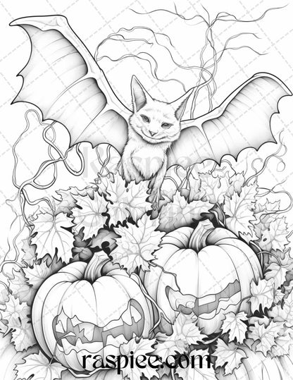 Autumn Animals Grayscale Coloring Pages for Adults and Kids, Printable PDF File Instant Download