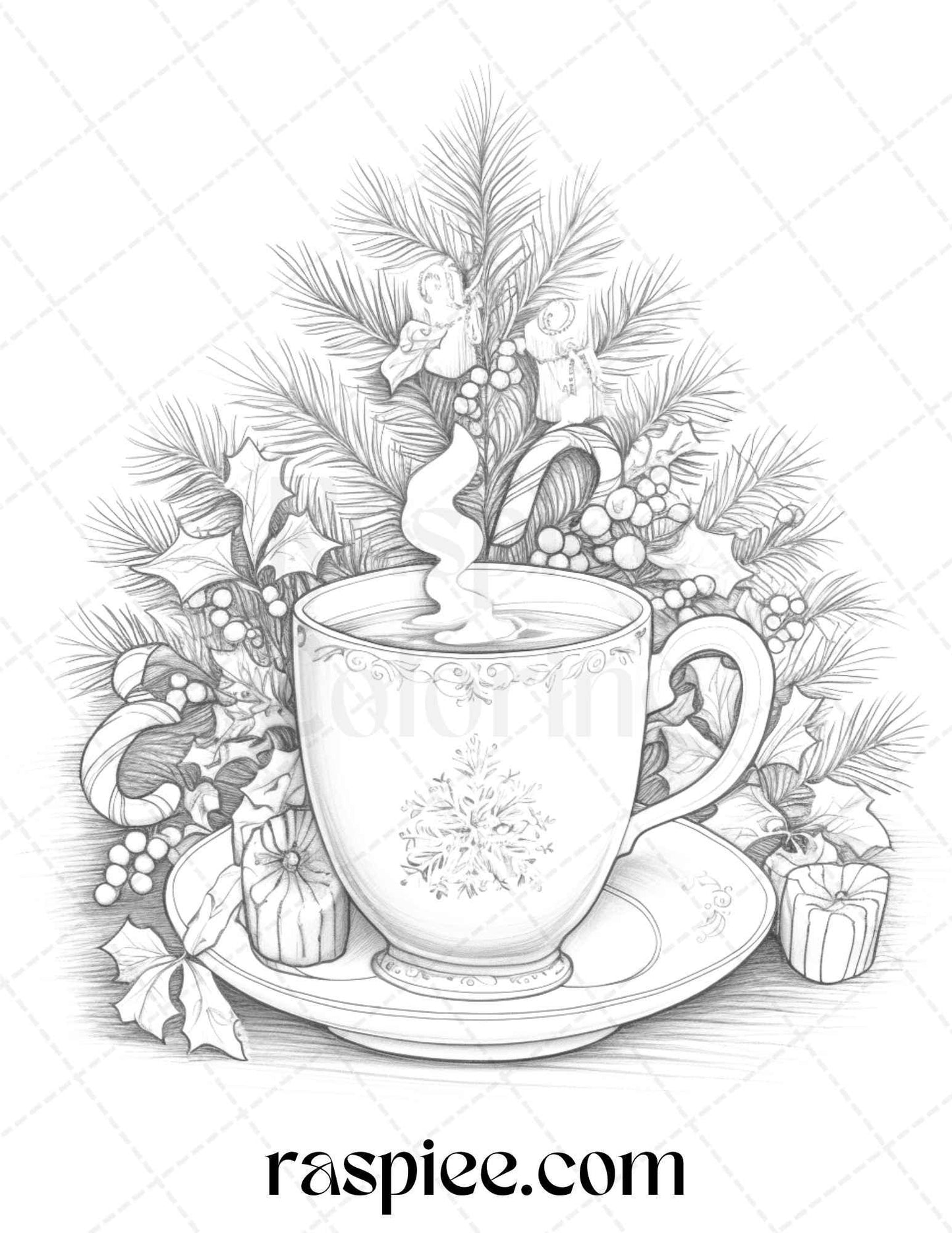 90 Merry Christmas Grayscale Coloring Pages Printable for Adults, PDF File Instant Download