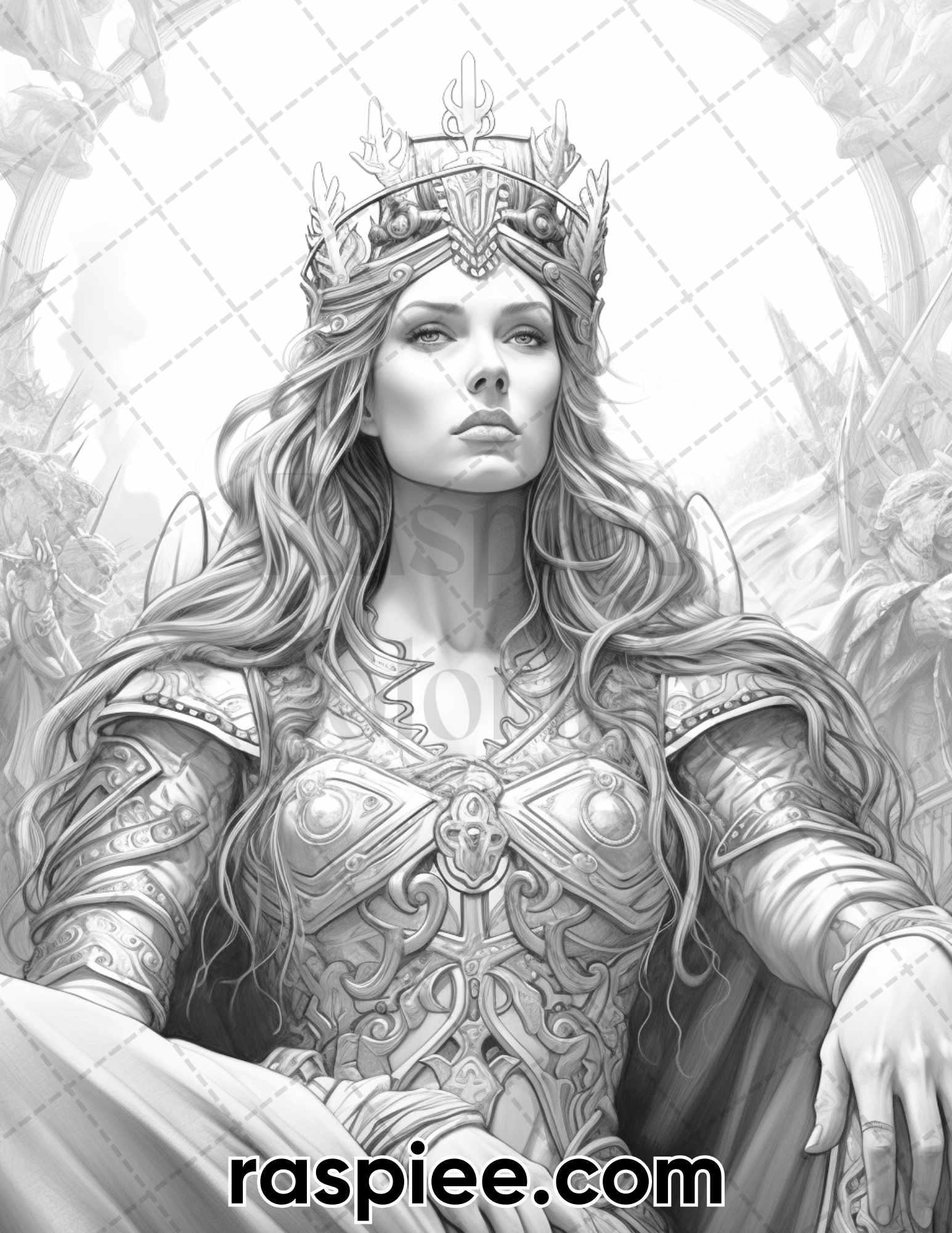 52 Mythology Gods Grayscale Coloring Pages for Adults, Printable PDF Instant Download