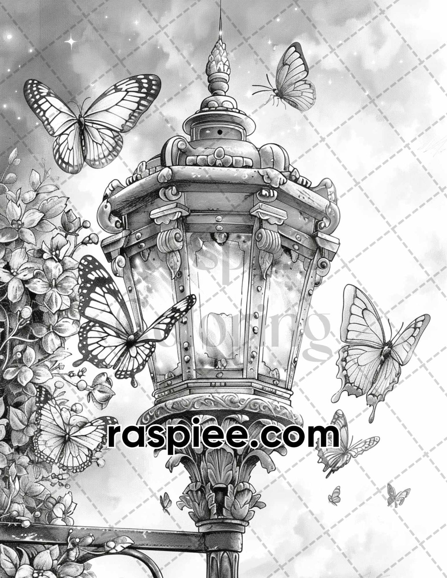 77 Butterflies and Moths Grayscale Adult Coloring Pages, Printable PDF Instant Download