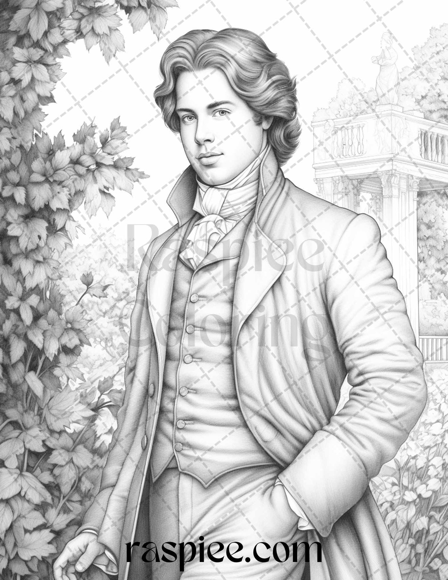 60 Victorian Autumn Portrait Grayscale Coloring Pages Printable for Adults, PDF File Instant Download