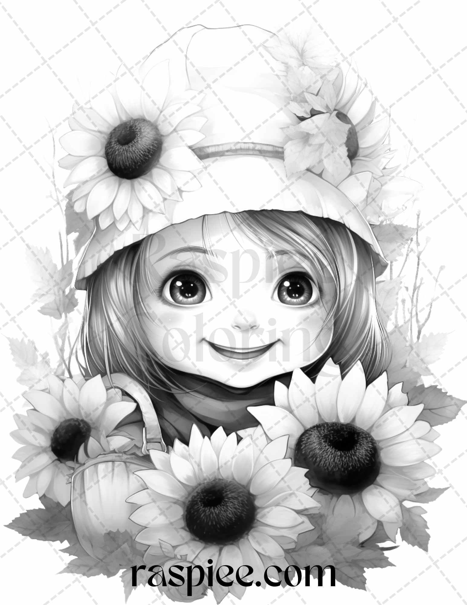 50 Flower Gnomes Grayscale Coloring Pages Printable for Adults Kids, PDF File Instant Download