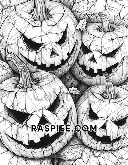 Halloween Surreal Adult Coloring Pages Printable PDF Instant Download