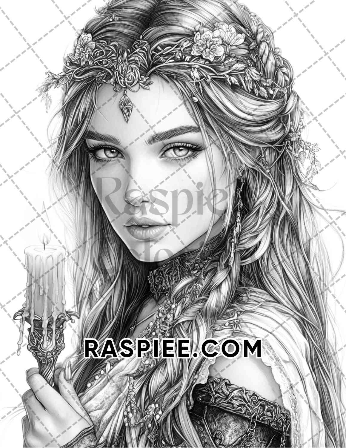 Enchanted Witches Adult Coloring Pages Printable PDF Instant Download