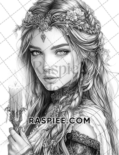 Enchanted Witches Adult Coloring Pages Printable PDF Instant Download