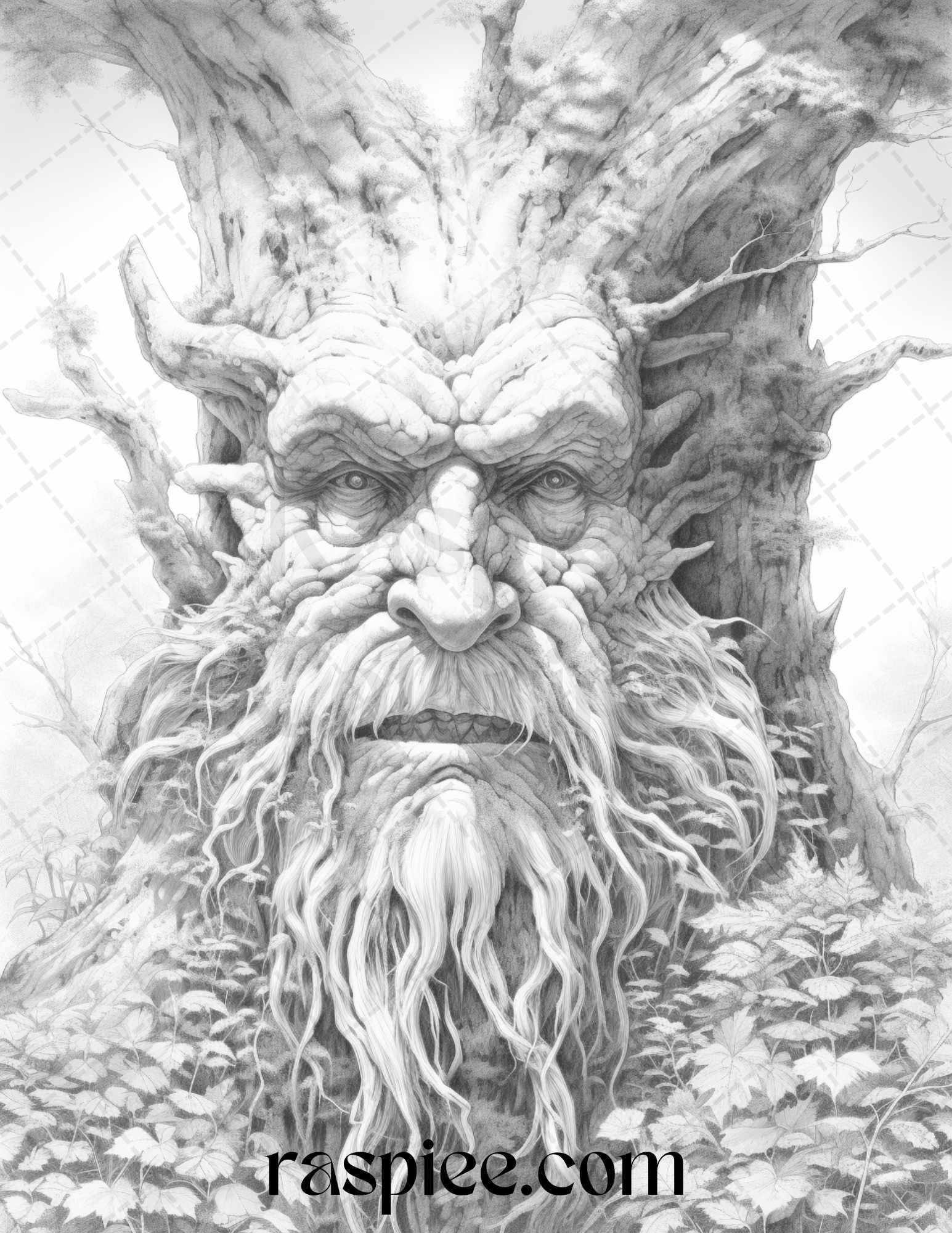Mystical World Grayscale Coloring Pages Printable for Adults, Enchanting Fantasy Designs, PDF File Instant Download
