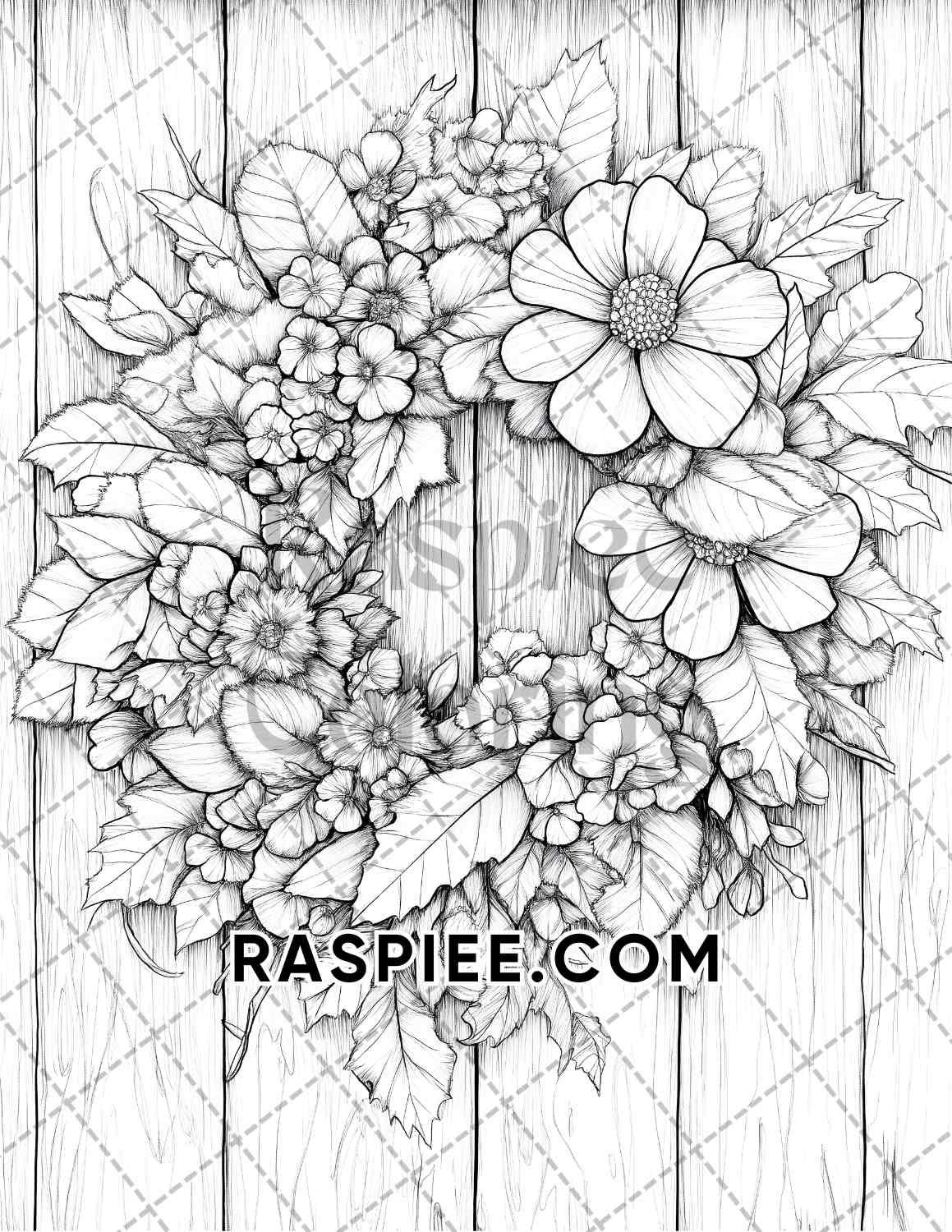 Fall Flowers Adult Coloring Pages Printable PDF Instant Download