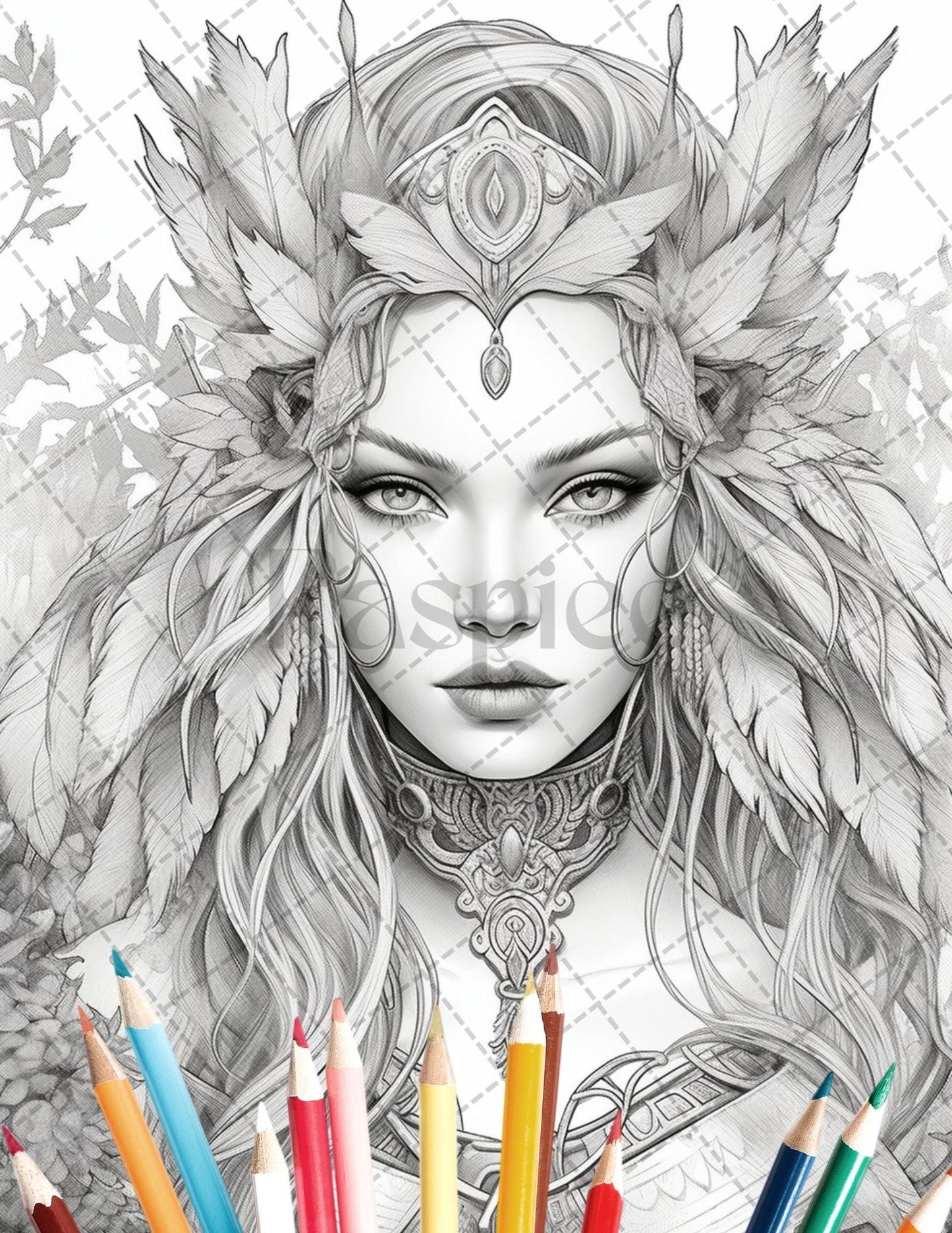 35 Beautiful Printable Elf Girls Coloring Book for Adults, Grayscale Coloring Page, PDF File Instant Download