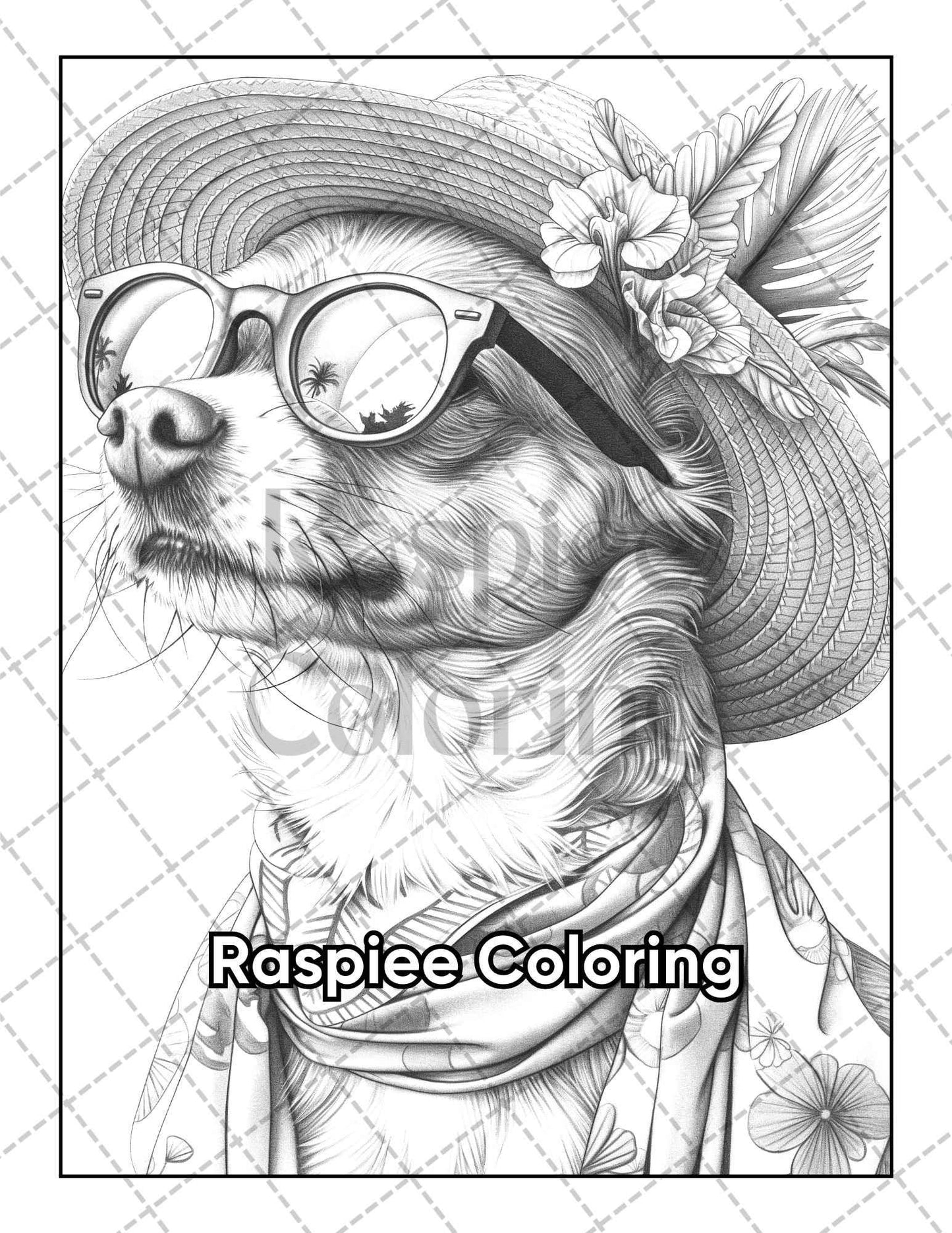 50 Dogs Dressed Up Adult Coloring Pages Printable PDF Instant Download