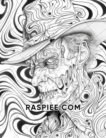 Freak Of Horror Halloween Adult Coloring Pages Printable PDF Instant Download