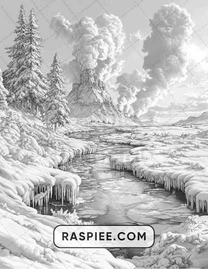 82 Winter Landscapes Adult Coloring Pages