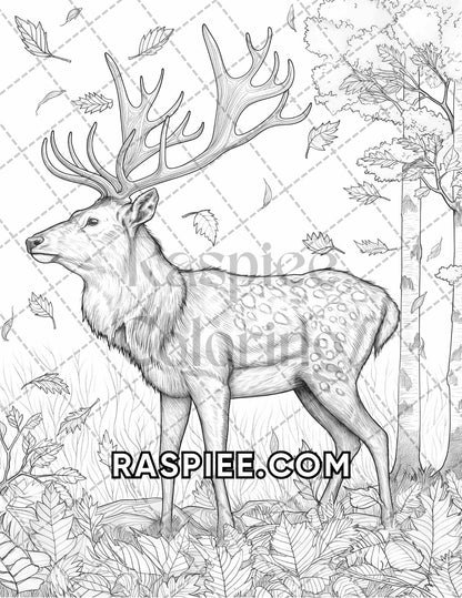 60 Relaxing Autumn Grayscale Adult Coloring Pages Printable PDF Instant Download