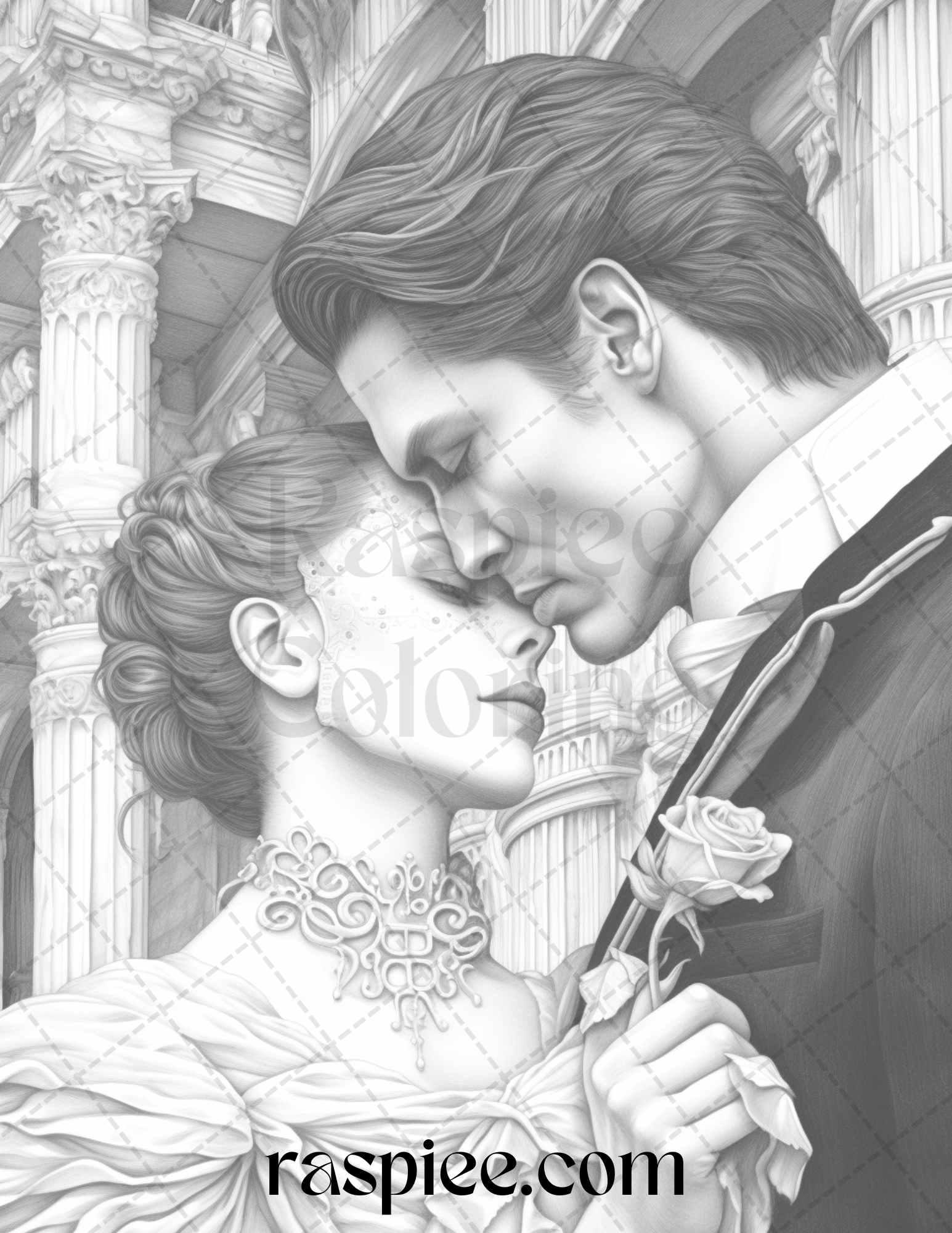 Phantom of the Opera Grayscale Coloring Pages Printable for Adults, PDF File Instant Download