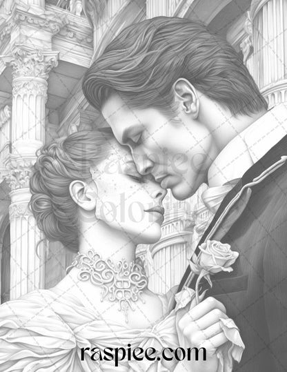Phantom of the Opera Grayscale Coloring Pages Printable for Adults, PDF File Instant Download