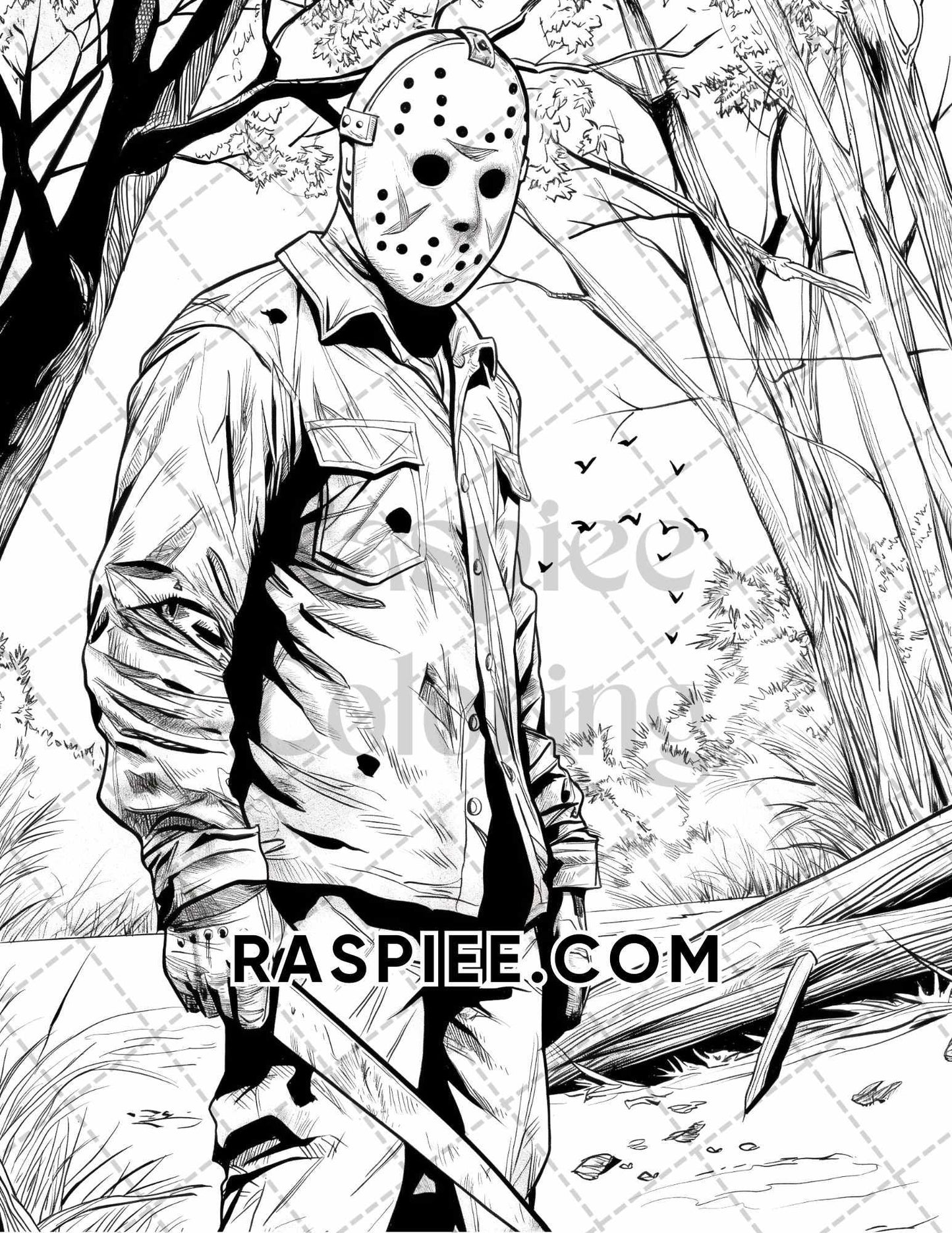 Freak Of Horror Halloween Adult Coloring Pages Printable PDF Instant Download