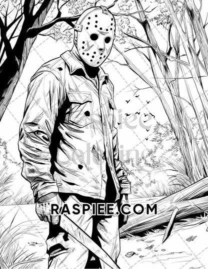 Freak Of Horror Halloween Adult Coloring Pages Printable PDF Instant Download