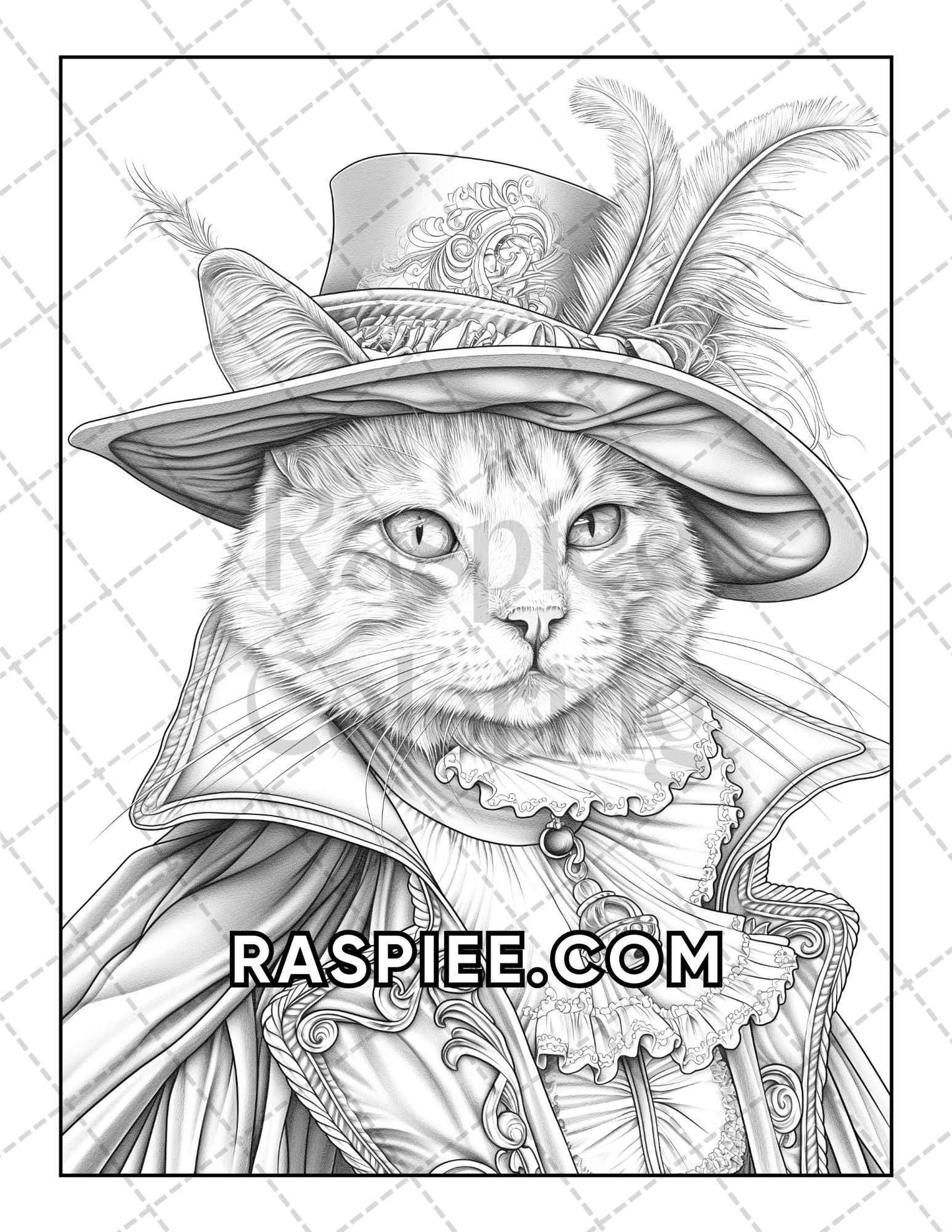 60 Cats Dressed Up Adult Coloring Pages Printable PDF Instant Download